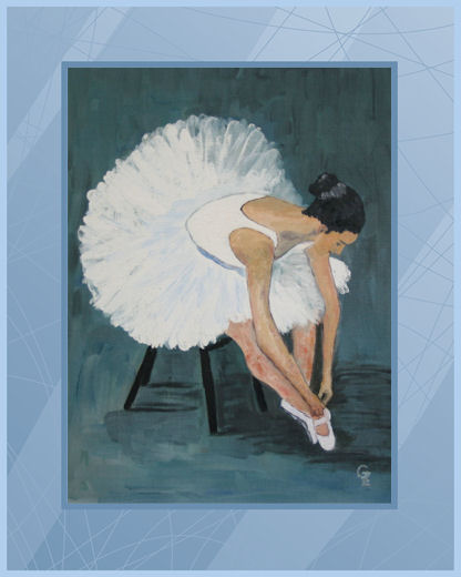 Ballerina beim Schuhbinden,Bildgrösse 30x40cm